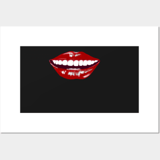 Smiling red lips and white teeth Posters and Art